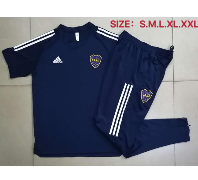 Boca Junior Navy Short Sleeve Training Kits Pants with Shirt 2020/21